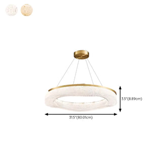ZOWALA - Wave Circle 2-Tier Resin LED Gold Living Room Chandelier Image - 20