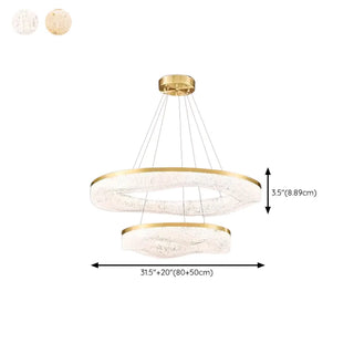ZOWALA - Wave Circle 2-Tier Resin LED Gold Living Room Chandelier Image - 22