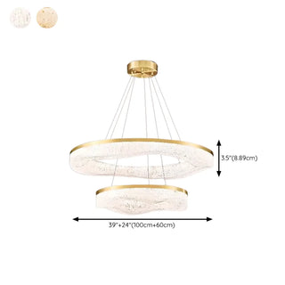 ZOWALA - Wave Circle 2-Tier Resin LED Gold Living Room Chandelier Image - 23