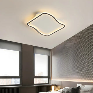 Modern White Square Wavy LED Flush Mount Ceiling Light Zawala Image - 1