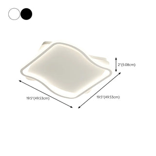 Modern White Square Wavy LED Flush Mount Ceiling Light Zawala Image - 11