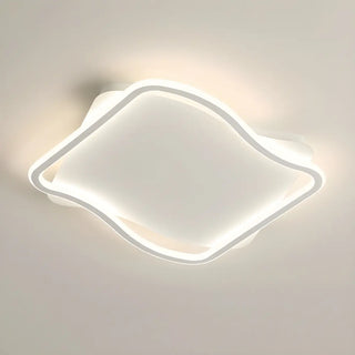 Modern White Square Wavy LED Flush Mount Ceiling Light Zawala Image - 3