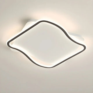 Modern White Square Wavy LED Flush Mount Ceiling Light Zawala Image - 4
