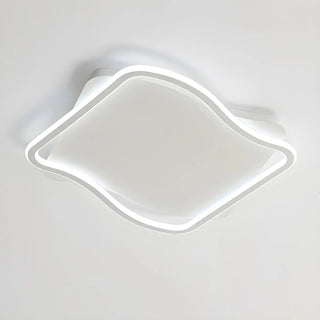 Modern White Square Wavy LED Flush Mount Ceiling Light Zawala Image - 6