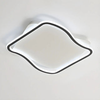 Modern White Square Wavy LED Flush Mount Ceiling Light Zawala Image - 7