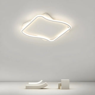 Modern White Square Wavy LED Flush Mount Ceiling Light Zawala Image - 8