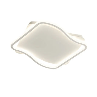 Modern White Square Wavy LED Flush Mount Ceiling Light Zawala Image - 9