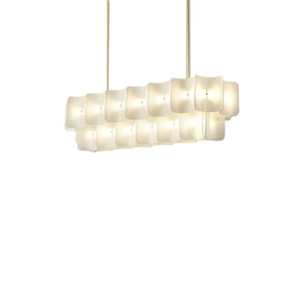 ZOWALA - Curve Square White Acrylic LED 2-Tier Living Room Chandelier Image - 10