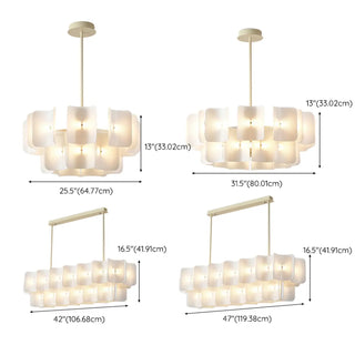 ZOWALA - Curve Square White Acrylic LED 2-Tier Living Room Chandelier #size