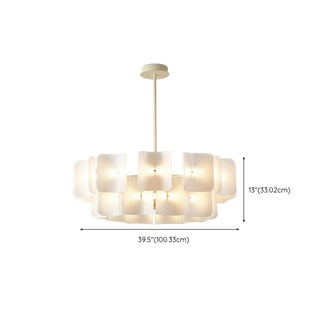 ZOWALA - Curve Square White Acrylic LED 2-Tier Living Room Chandelier Image - 14