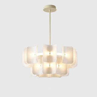 ZOWALA - Curve Square White Acrylic LED 2-Tier Living Room Chandelier Image - 4