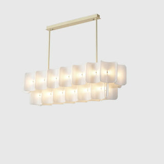 ZOWALA - Curve Square White Acrylic LED 2-Tier Living Room Chandelier Image - 6