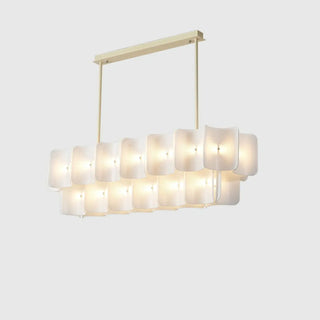 ZOWALA - Curve Square White Acrylic LED 2-Tier Living Room Chandelier Image - 7