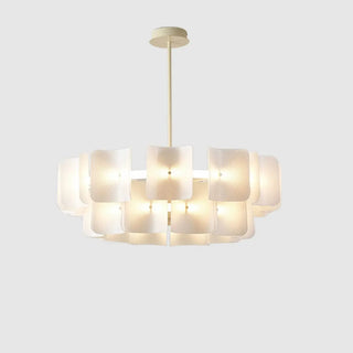 ZOWALA - Curve Square White Acrylic LED 2-Tier Living Room Chandelier Image - 9