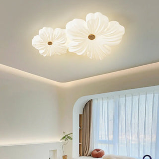 Modern White Floral Flush Mount Ceiling Light 3-Light Zawala Image - 2