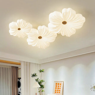 Modern White Floral Flush Mount Ceiling Light 3-Light Zawala Image - 3