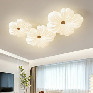 Modern White Floral Flush Mount Ceiling Light 3-Light Zawala Image - 7