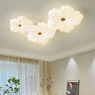 Modern White Floral Flush Mount Ceiling Light 3-Light Zawala Image - 9