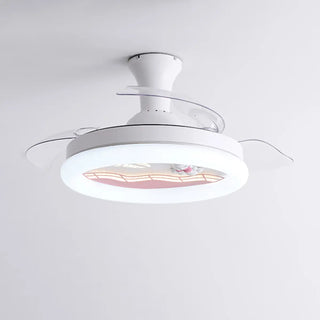 Kids Room 3 Blades White Round Ceiling Fan with Light Zawala Image - 10
