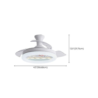 Kids Room 3 Blades White Round Ceiling Fan with Light Zawala Image - 22