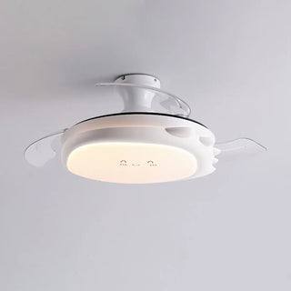 Kids Room 3 Blades White Round Ceiling Fan with Light Zawala Image - 11