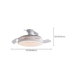 Kids Room 3 Blades White Round Ceiling Fan with Light Zawala Image - 23