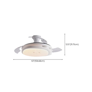 Kids Room 3 Blades White Round Ceiling Fan with Light Zawala Image - 25