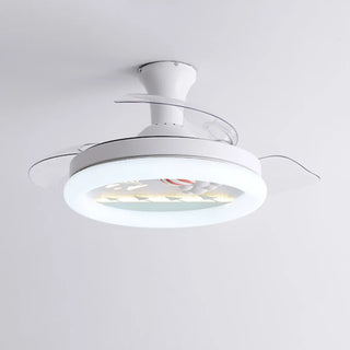 Kids Room 3 Blades White Round Ceiling Fan with Light Zawala Image - 13
