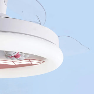 Kids Room 3 Blades White Round Ceiling Fan with Light Zawala Image - 14