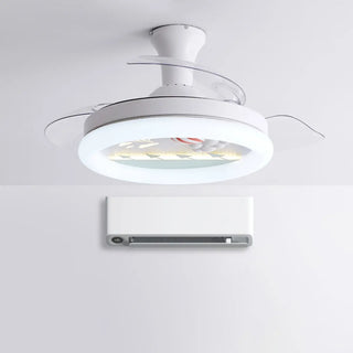 Kids Room 3 Blades White Round Ceiling Fan with Light Zawala Image - 19