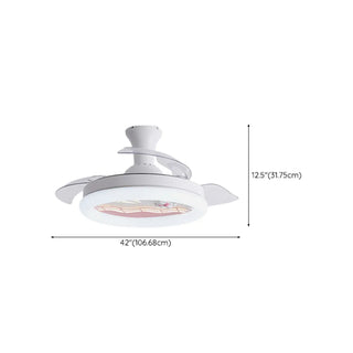 Kids Room 3 Blades White Round Ceiling Fan with Light Zawala Image - 21