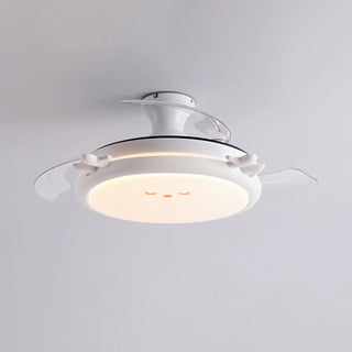 Kids Room 3 Blades White Round Ceiling Fan with Light Zawala Image - 7