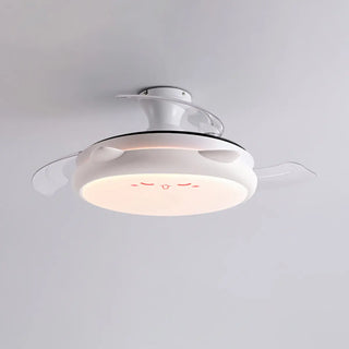 Kids Room 3 Blades White Round Ceiling Fan with Light Zawala Image - 9