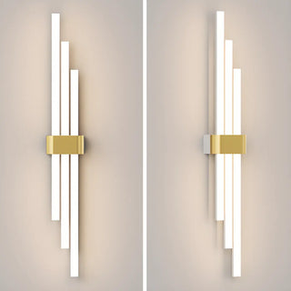 Modern White and Gold Vertical Design Wall Sconce Image - 10
