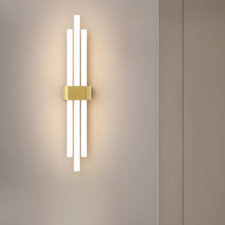 Modern White and Gold Vertical Design Wall Sconce Image - 4