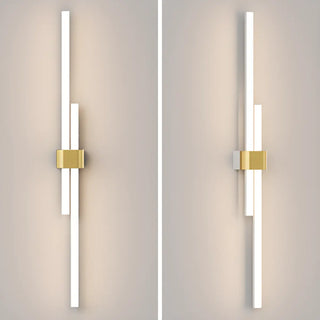 Modern White and Gold Vertical Design Wall Sconce Image - 9