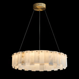 ZOWALA - Modern White Alabaster Circular Chandelier Image - 10