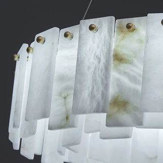 ZOWALA - Modern White Alabaster Circular Chandelier Image - 13
