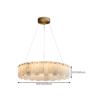 ZOWALA - Modern White Alabaster Circular Chandelier Image - 17