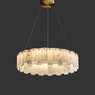 ZOWALA - Modern White Alabaster Circular Chandelier Image - 4