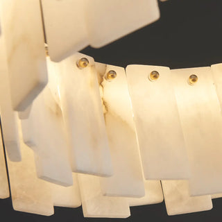 ZOWALA - Modern White Alabaster Circular Chandelier Image - 6