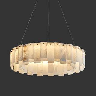 ZOWALA - Modern White Alabaster Circular Chandelier Image - 8