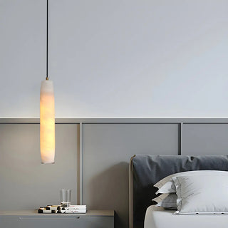 Modern Bedroom Cylinder Alabaster Pendant Light Zawala Image - 3