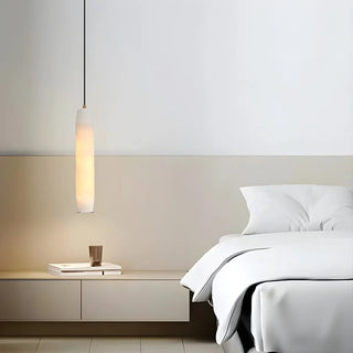 Modern Bedroom Cylinder Alabaster Pendant Light Zawala Image - 4