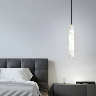 Modern Bedroom Cylinder Alabaster Pendant Light Zawala Image - 5