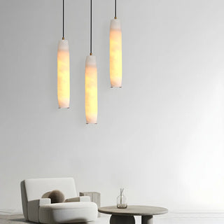 Modern Bedroom Cylinder Alabaster Pendant Light Zawala Image - 6