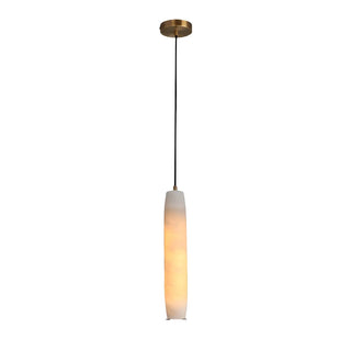 Modern Bedroom Cylinder Alabaster Pendant Light Zawala Image - 7