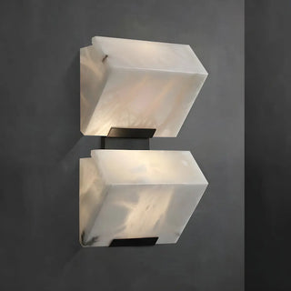 Modern Geometric White Metal Alabaster Ambient Wall Lamp Zawala Image - 2