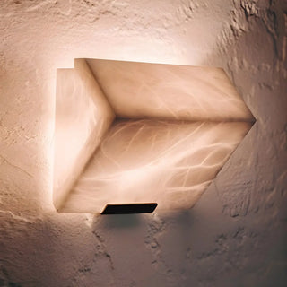 Modern Geometric White Metal Alabaster Ambient Wall Lamp Zawala Image - 3