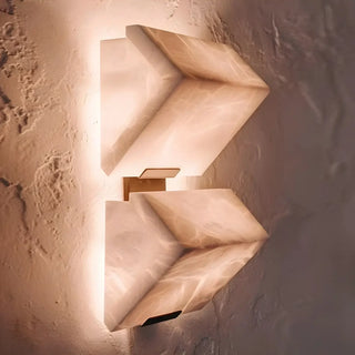 Modern Geometric White Metal Alabaster Ambient Wall Lamp Zawala Image - 4